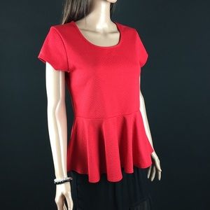 Candid Soul Red Peplum Blouse